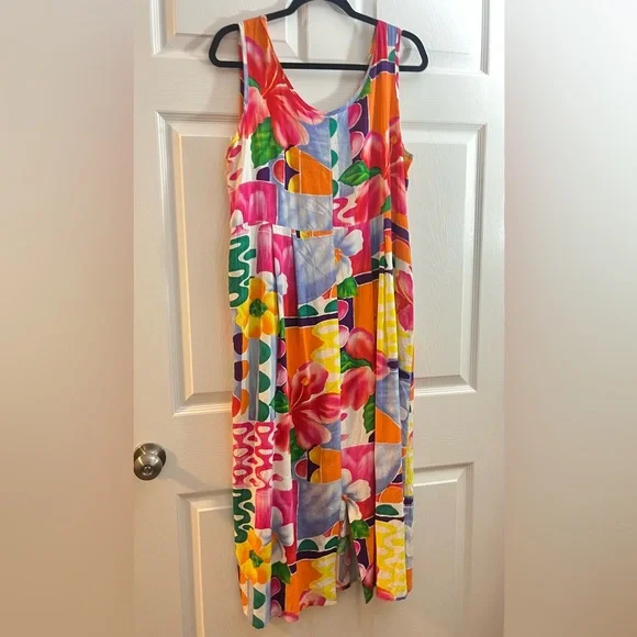 Vintage 90s Jams World Floral Maxi Dress L - Picture 9 of 10